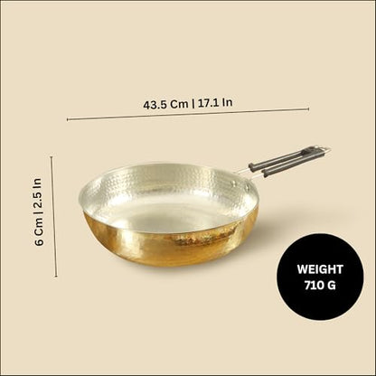 Image 6 of Spillbox Kadhai Hammered Sauce Pan (Brass Gold)