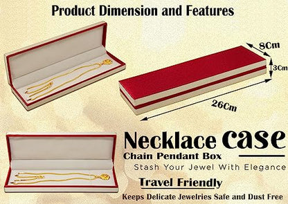 Image 5 of atorakushon Satin Long Chain Box For Storage Jewellery Organizer Locker Box Necklaces Pendant Holder Gift Travel Case Maroon 3 Pieces