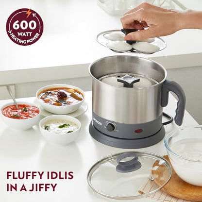 Image 6 of Borosil 1.3 L Quick Stainless Steel Electric Kettle with Egg Tray