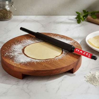 Image 1 of Default Title for the product HAZEL Sagwan Polpat Chakla Roti Chapati Maker 24 cm with Sheesham Roti Roller Belan Rolling Pin 35 cm
