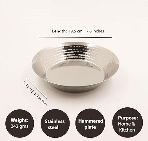 Image 4 of Spillbox Stainless Steel Hammered Parat Lunch Plate Set - Set of 2
