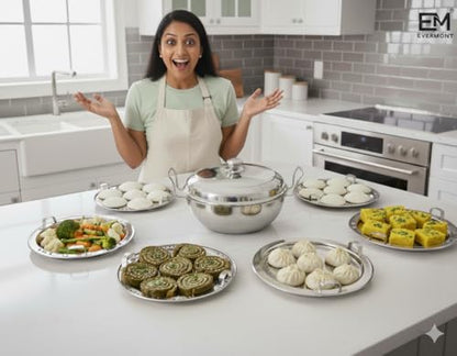 Image 5 of EVERMONT Stainless Steel Multi-Purpose Idli Maker & Steamer with 6 Plates