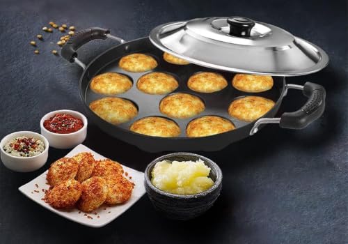 Image 4 of Generic Non-Stick Appam Pan with Stainless Steel Lid, 12 Cavity