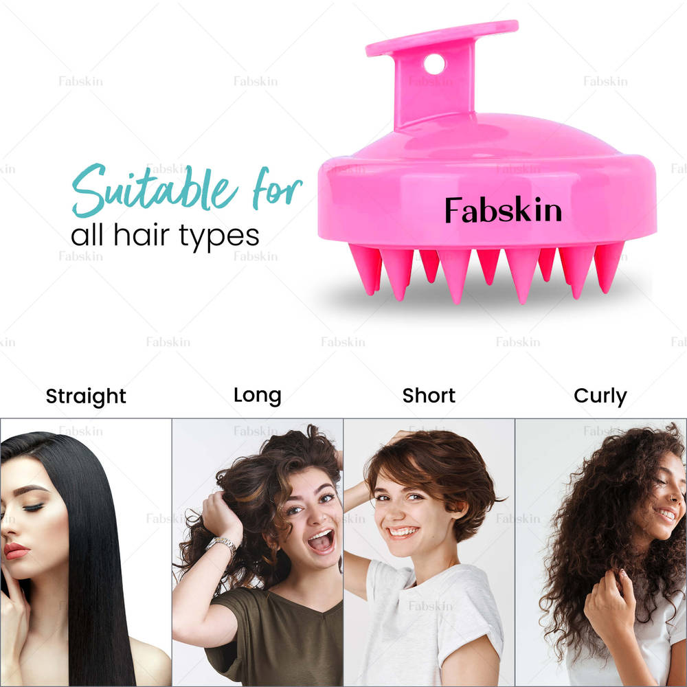 Image 4 of Fabskin Hair Scalp Massager & Shampoo Hair Brush Prevents Dandruff - Pink