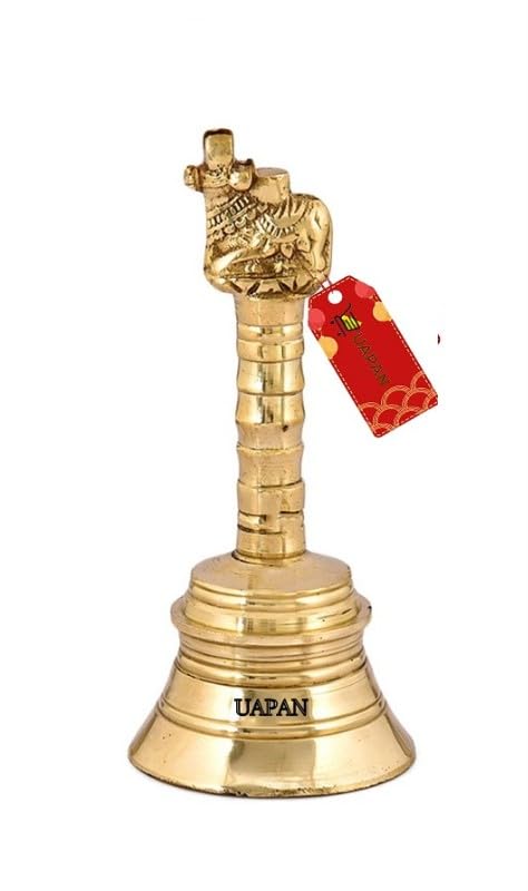 Image 2 of 4 Inch for the product Uapan Nandi Brass Pooja Bell