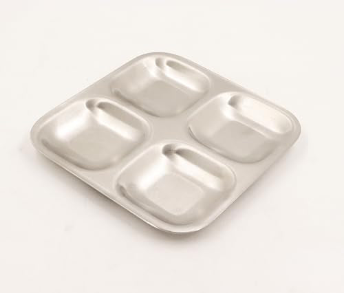 Image 3 of Spillbox Stainless Steel 4 Compartment Side Dish Plate 185gm
