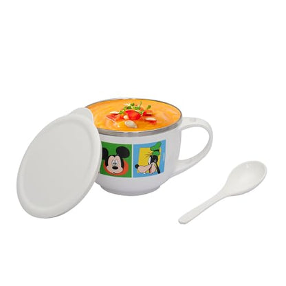 Image 1 of Default Title for the product Jaypee Plus Stainless Steel Disney Mickey Mouse Printed Souptok Prime Soup Bowl With Lid & Spoon 700 Ml