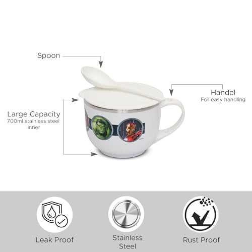 Image 3 of Jaypee Plus Stainless Steel Disney Printed Souptok Prime Soup Bowl with Lid & Spoon 700 Ml