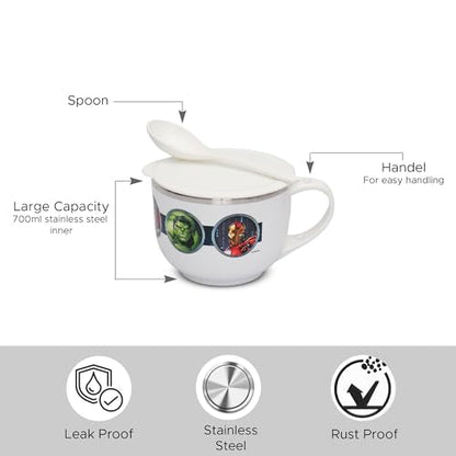 Image 3 of Jaypee Plus Stainless Steel Disney Printed Souptok Prime Soup Bowl with Lid & Spoon 700 Ml