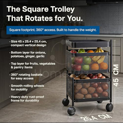 Image 3 of HomeWiz Square Kitchen Rack 2-Layer