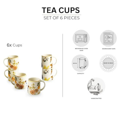 Image 5 of ExclusiveLane Floral Ceramic Tea Cups Set of 6 260 ml Microwave Safe Multicolor