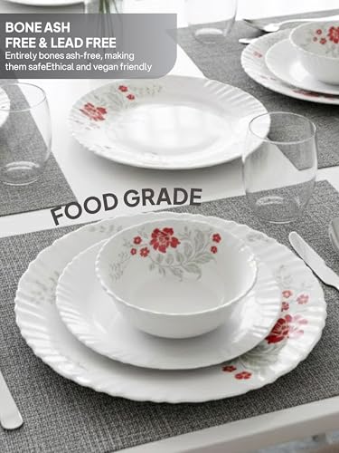 Image 7 of CELLO Scarlet Bliss Dazzle Series Opalware Dinner Set of 49 Pieces