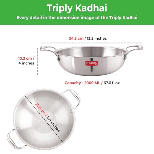 Image 24 of HAZEL Triply Stainless Steel Kadhai