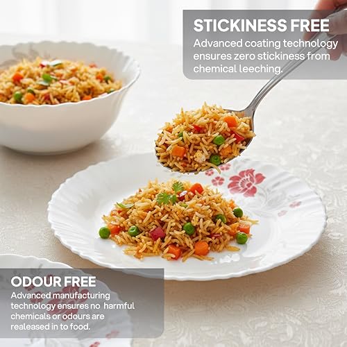 Image 6 of CELLO Scarlet Bliss Dazzle Series Opalware Dinner Set of 18 Pieces for Family of 6