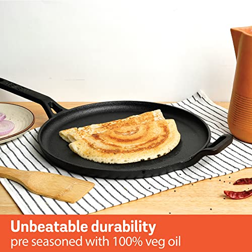 Image 5 of Meyer Pre-Seasoned Cast Iron Cookware Set - 28cm Flat Dosa Tawa + 26cm Roti Tawa