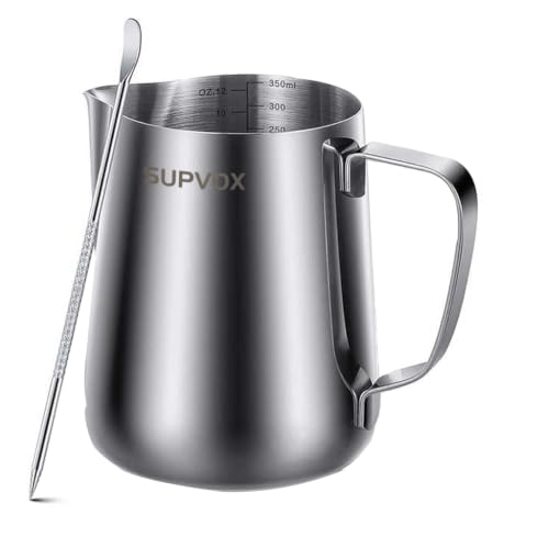 Image 1 of Default Title for the product Supvox 12oz Milk Frothing Pitcher with Scale, Stainless Steel Espresso Jug