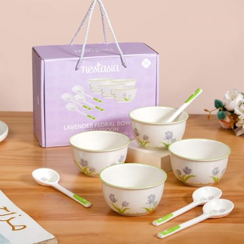 Image 1 of Default Title for the product Nestasia Set of 4 Ceramic Soup Bowl with Spoon (400ml)