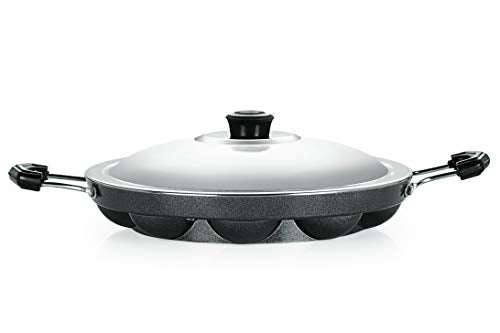 Image 1 of Default Title for the product NIRLON Non-Stick 12 Cavity Appam Paniyarakkal with Stainless Steel Lid