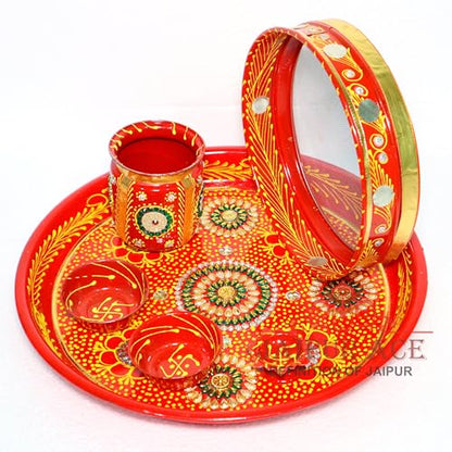 Image 4 of JAIPUR ACE Karwa Chauth Traditional and Decorative Pooja Thali Set 30 x 30 x 4 cm