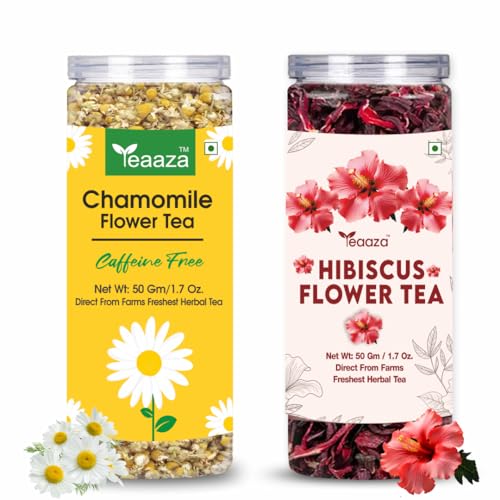 Image 1 of Pack of 1 for the product Teaaza Combo – Chamomile Flower Tea - 50G & Hibiscus Flower Tea - 50G