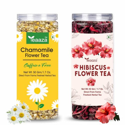 Image 1 of Pack of 1 for the product Teaaza Combo – Chamomile Flower Tea - 50G & Hibiscus Flower Tea - 50G