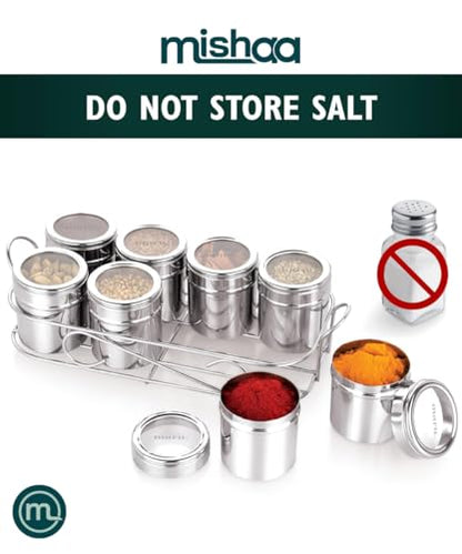 Image 3 of Mishaa Steel Multipurpose Storage Containers 130ml Each Airtight (8IN1 RECTANGLE WIRESTAND)