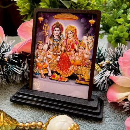 Image 5 of Shiv Parivar Printed Wooden Idol for Car Dashboard & Home Decor (7.5 x 10 cm) - Lord Shiva, MATA Parvati, Ganesha & Kartikeya Spiritual Showpiece - Religious Figurine for Protection & Blessing