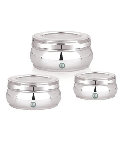 Image 7 of MARU Stainless Steel Storage Containers with Glass Lid Set of 3 (500ml, 750ml, 1100ml)