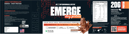 Image 4 of Reformulate Emerge I Whey Protein I Your Daily Meal Replacement Formula I 20 G I Protein I 5.1 G Bcaa's I 10 G Eaa's - Chocolate