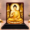 Image 1 of Default Title for the product 4x5 Inch Buddha Wooden Idol with HD Print | Golden Glow Desk & Temple Decor