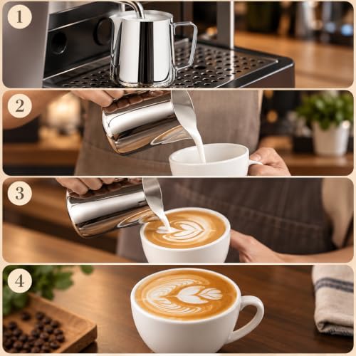 Image 7 of Supvox 12oz Milk Frothing Pitcher with Scale, Stainless Steel Espresso Jug