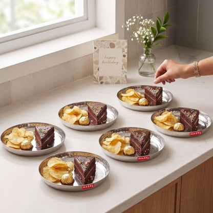 Image 1 of Default Title for the product HAZEL Hammered Finish Stainless Steel Serving Plate, 18cm, Set of 6