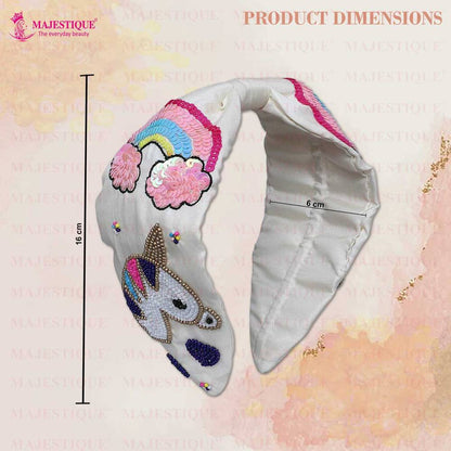 Image 2 of Majestique Floral Bead Embroidered Embellished Fabric Hair Band Accessories - 1Pc