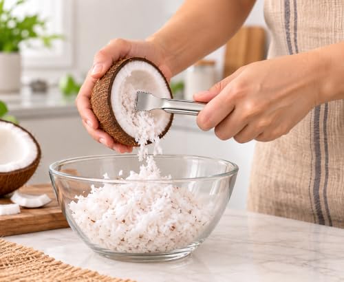 Image 2 of Dynore Stainless Steel Hand Coconut Peeler Scraper/Coconut Grater Set of 1