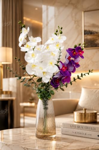 Image 1 of Default Title for the product Divyakosh Artificial Flower Bunch with Vase, Orchid Flower Stick Arrangement Luxury Home Decor Bouquet with Vase