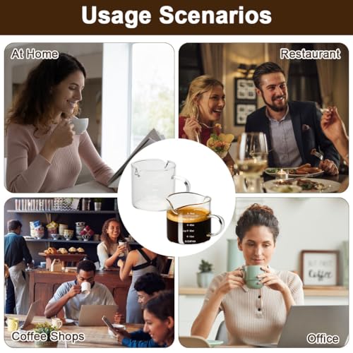 Image 6 of Supvox Espresso Measuring Cup 75ml Glass Dual Pour with Handle 2 Pcs