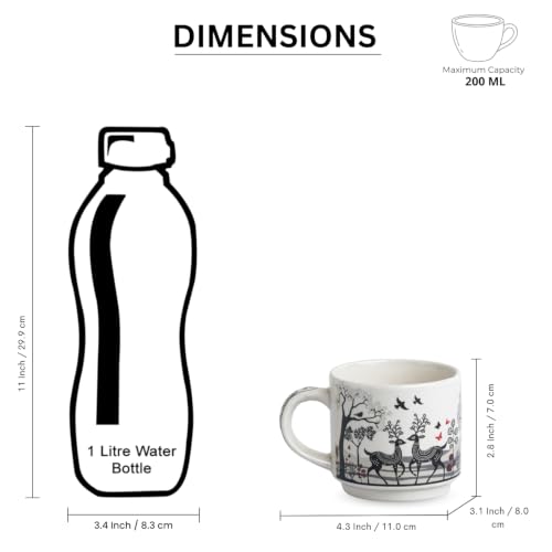 Image 7 of ExclusiveLane Forest Deer Decal Ceramic Tea Cups Set of 4 (200 ml)