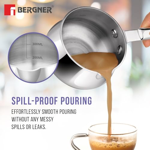 Image 5 of BERGNER BE Essentials TriPro Tri-Ply 7 Pcs Cookware Set of Rice Handi 24cm (5.5 L) with Lid, Biryani Handi 28cm (6.4 L) with Lid, Sautepan 22cm (2 L), Coffee Warmer 12cm (800ml), Tadkapan 10cm (300ml)