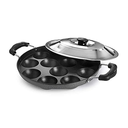 Image 1 of Default Title for the product Generic RAJSHA MART Appe Maker 12 Cavity Non-Stick Appam Patra with Stainless Steel Lid