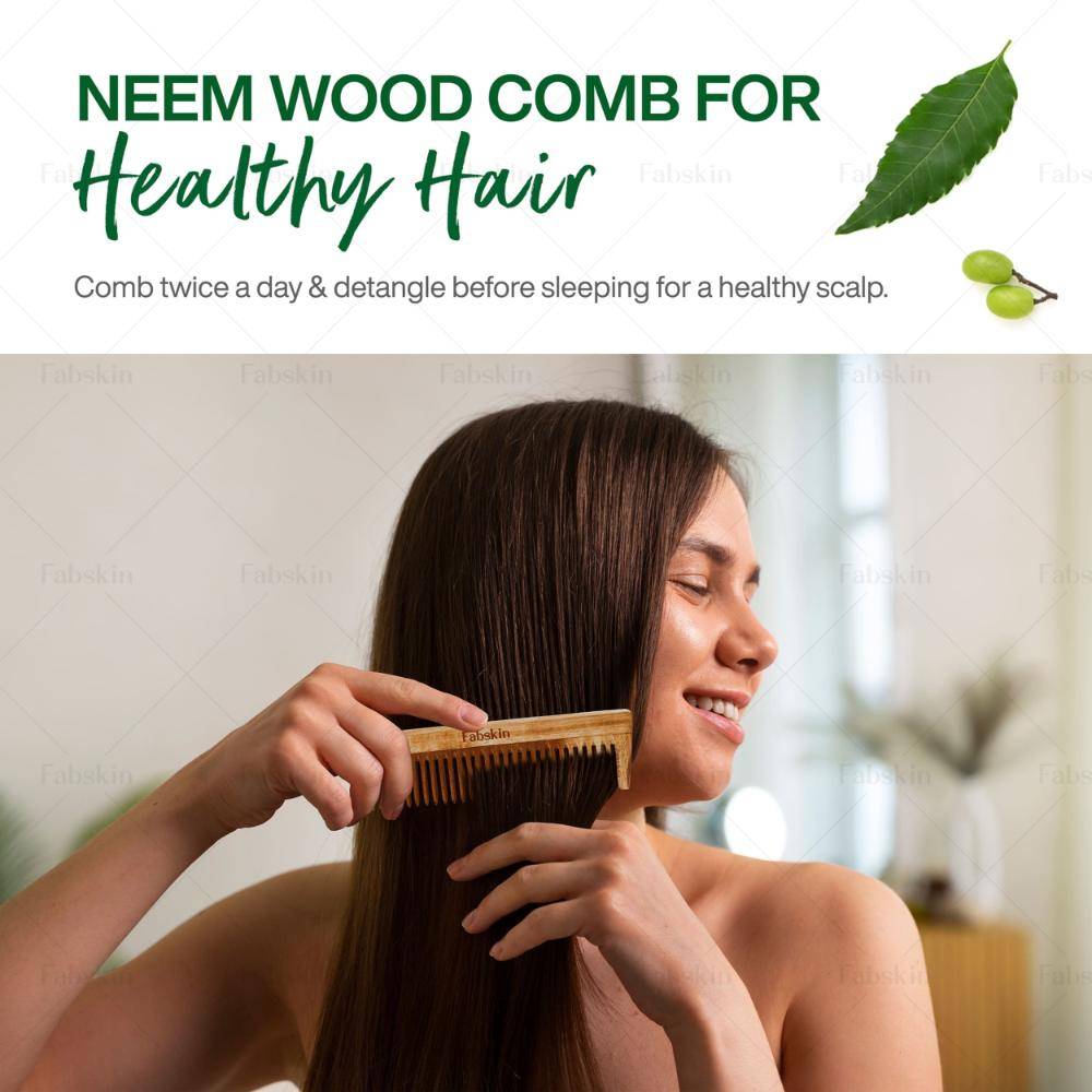 Image 4 of Fabskin Neem Dual Side For Detangling & Frizz Control Wooden Comb