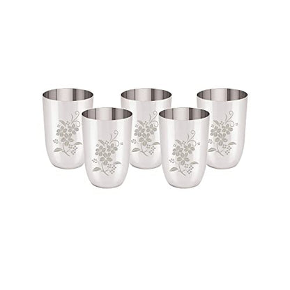 Image 2 of neelam Stainless Steel 7, 18 Gauge Lazer Etching Glass, 300 ml, Set of 6