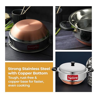 Image 6 of Lifelong Multi Kadai Steamer Set | 29cm, 2.5kg | Momo Maker 4.2Ltr | 5 Large Plates for Idli, Dhokla & Steamer | Induction-Friendly 3-Layer Thick Bottom (LLSSMK05, Stainless Steel)
