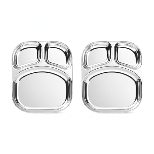Image 4 of Small-2 for the product Spillbox Stainless Steel Dinner Plate with 3 Compartments