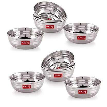 Image 5 of HAZEL Stainless Steel Bowl Set of 12, 150 ml Each
