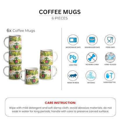 Image 5 of ExclusiveLane Gaj Bagh Decal Ceramic Coffee Mugs Set of 6 330 ml