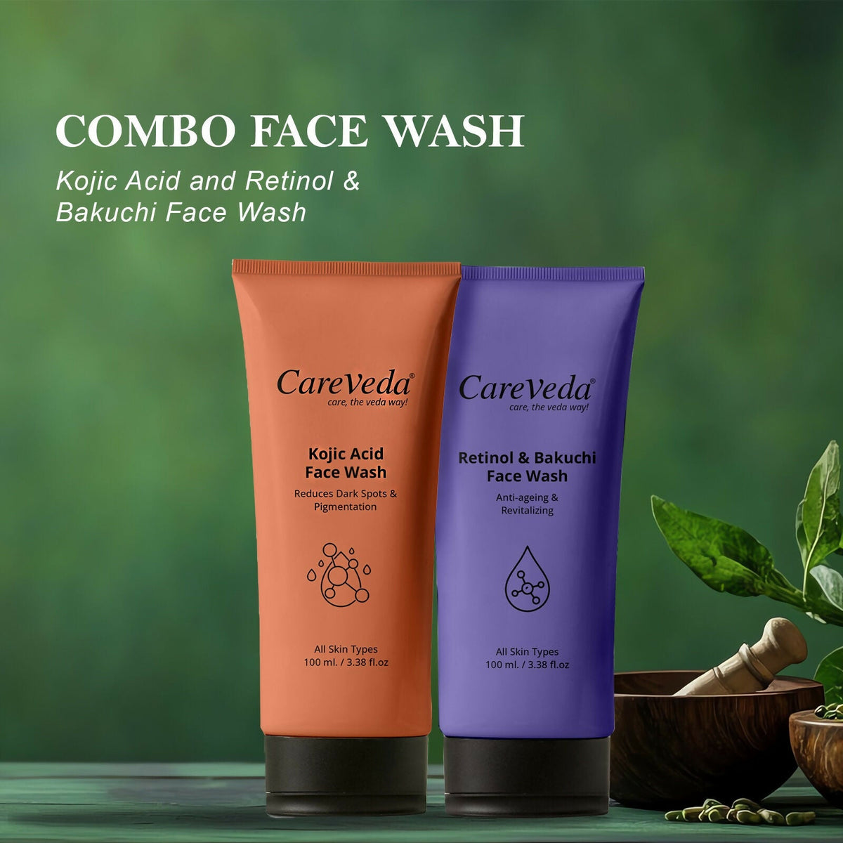 Image 5 of CareVeda Skin Radiance Combo – Kojic Acid, Retinol & Bakuchi Face Wash (Set of 2)