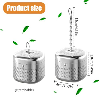 Image 2 of Supvox Tea Infuser Cube 304 Stainless Steel Strainer Hook Chain Fine Mesh