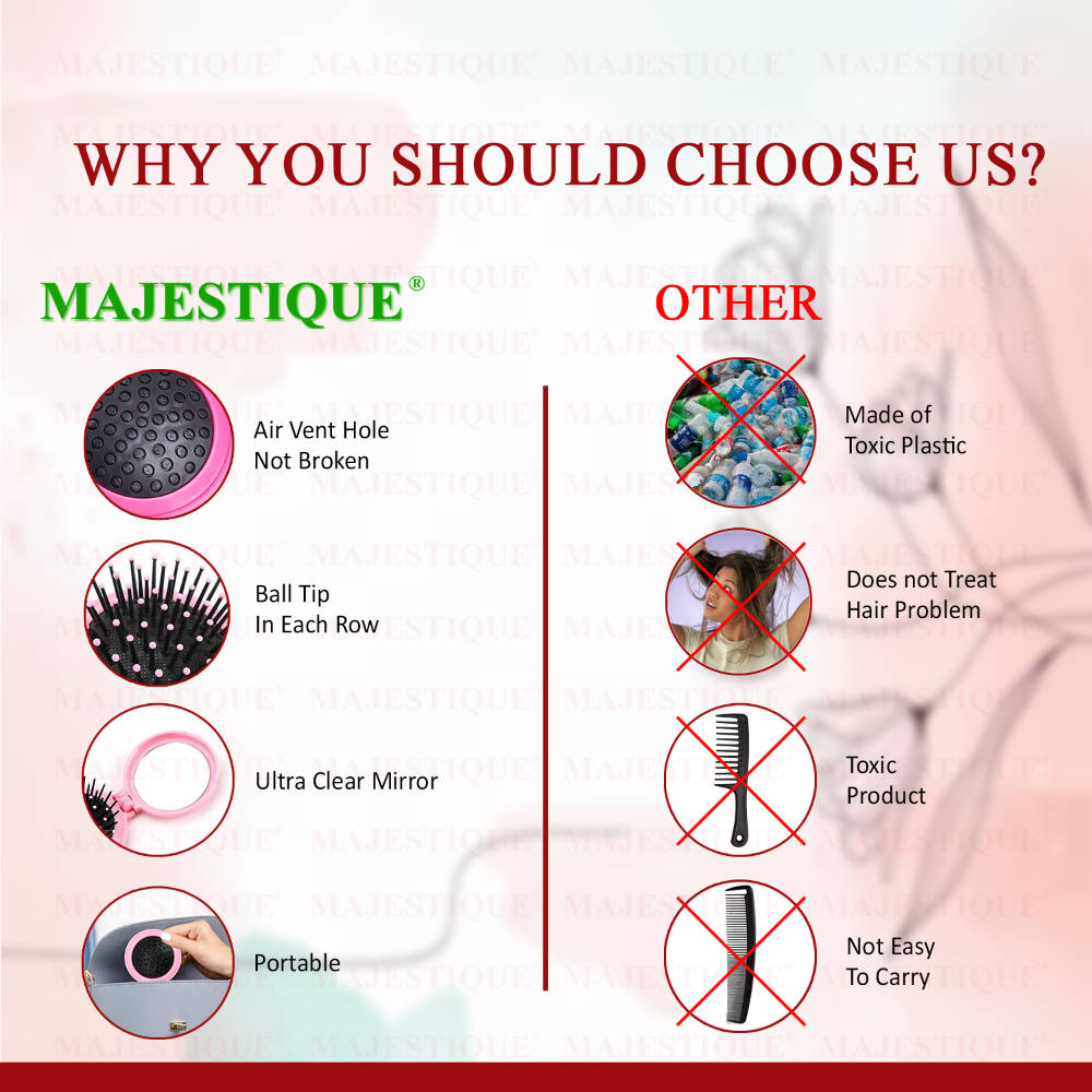 Image 5 of Majestique Portable Folding Hair Brush With Mirror