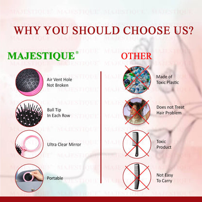 Image 5 of Majestique Portable Folding Hair Brush With Mirror