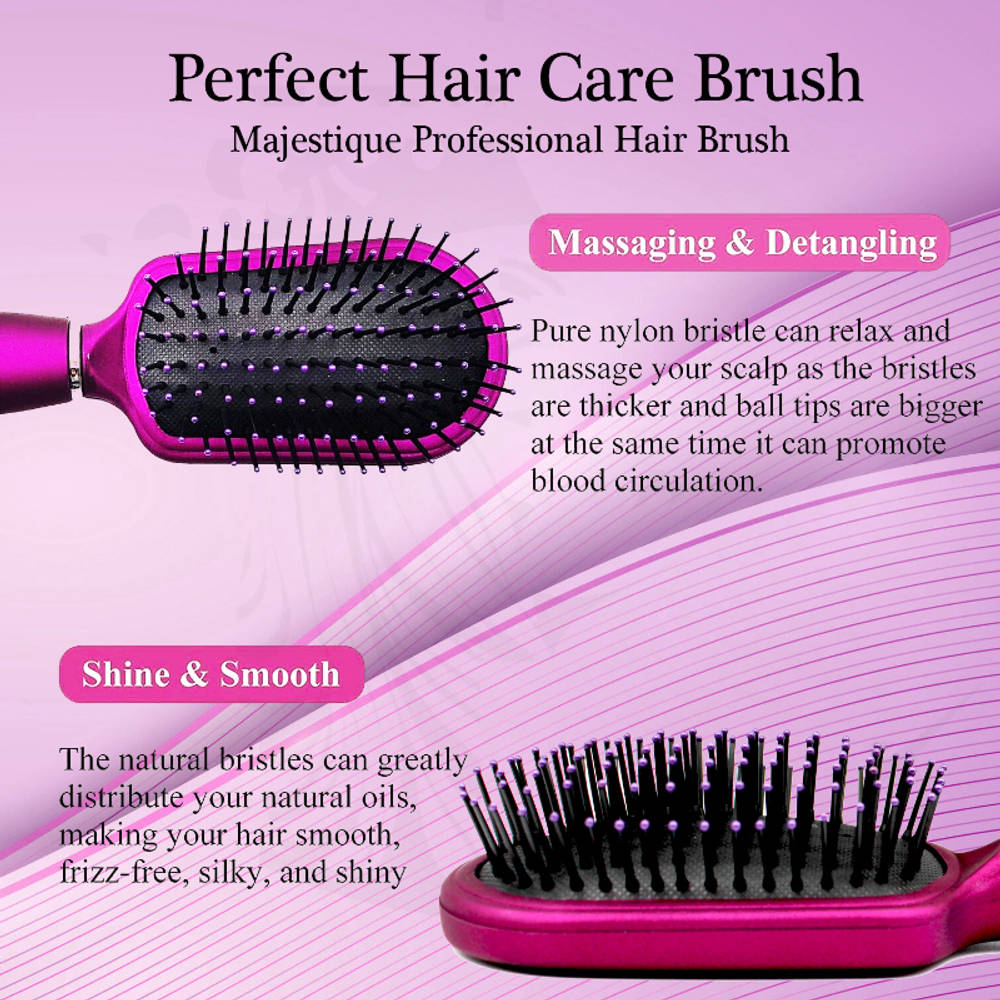Image 3 of Majestique Purple Detangler Brush - Ultra-Soft Tipped Nylon, Glides Through Tangles